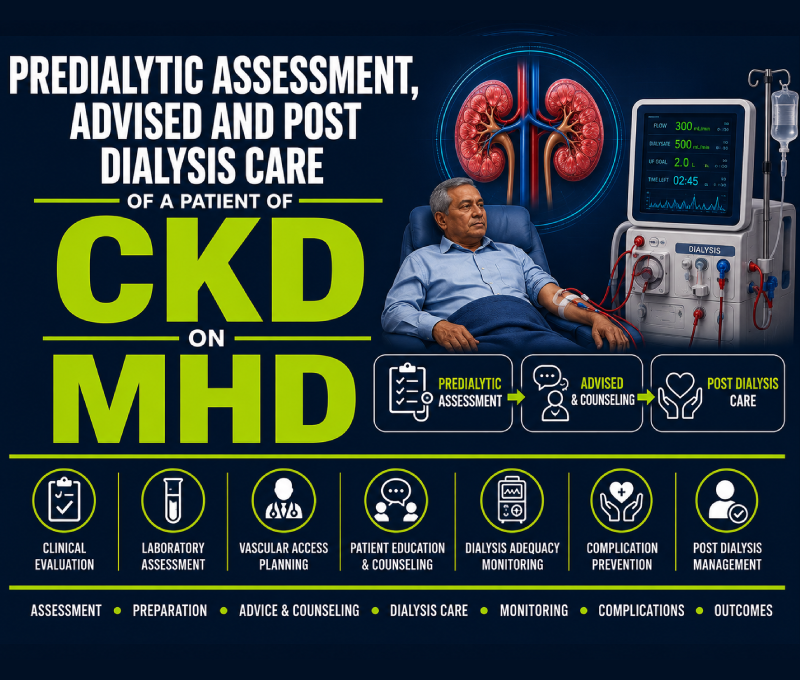 Predialytic Assessment, Advise and Post Dialysis Care of a Patient of CKD on Maintenance Haemodialysis